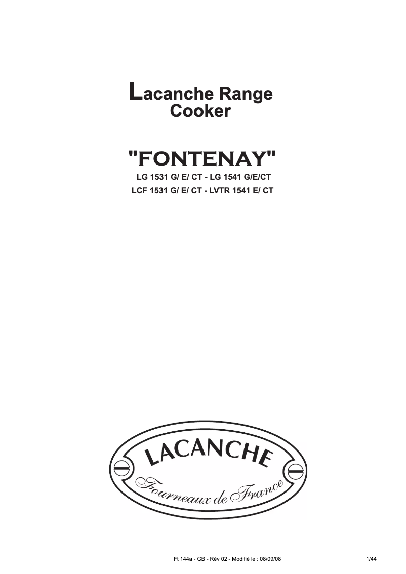 Page 1 de la notice Manuel utilisateur Lacanche Fontenay