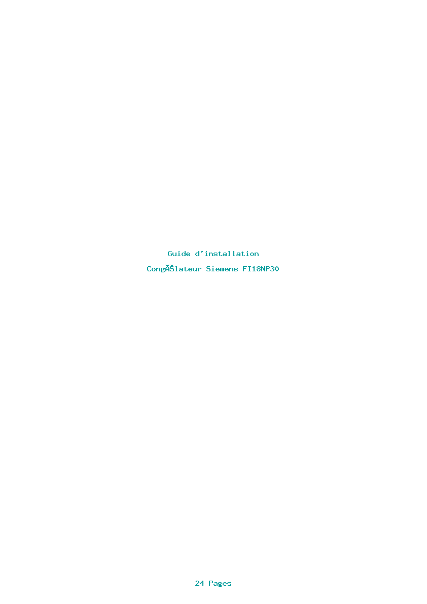 Page 1 de la notice Guide d'installation Siemens FI18NP30