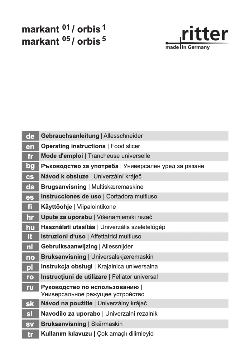 Page 1 de la notice Manuel utilisateur Ritter Orbis 1