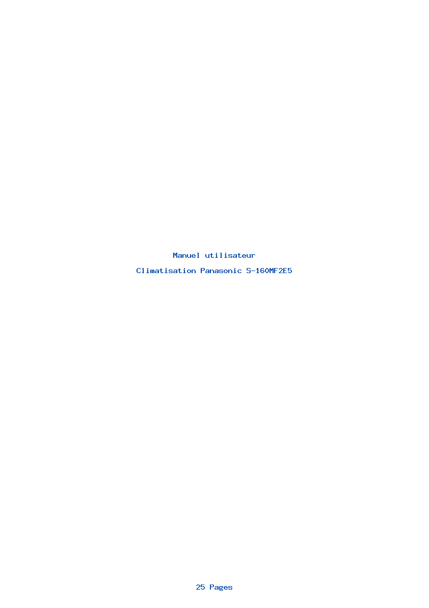 Page 1 de la notice Manuel utilisateur Panasonic S-160MF2E5