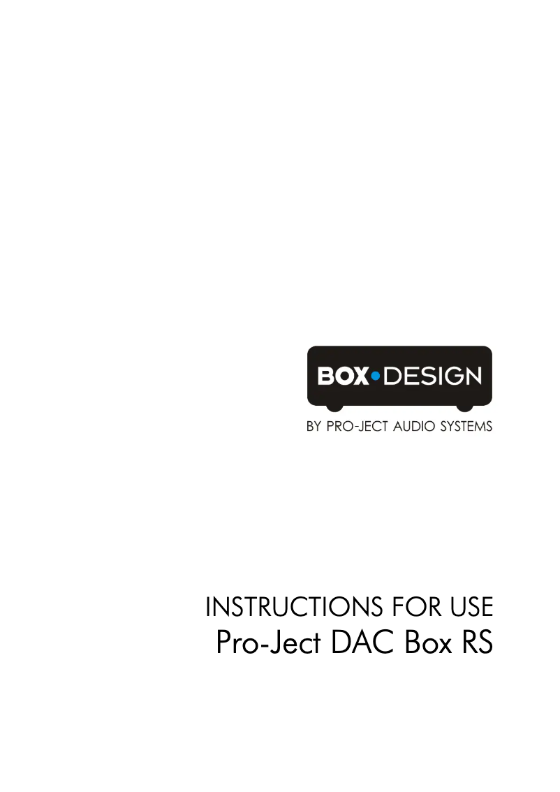Page 1 de la notice Manuel utilisateur Pro-Ject DAC Box RS