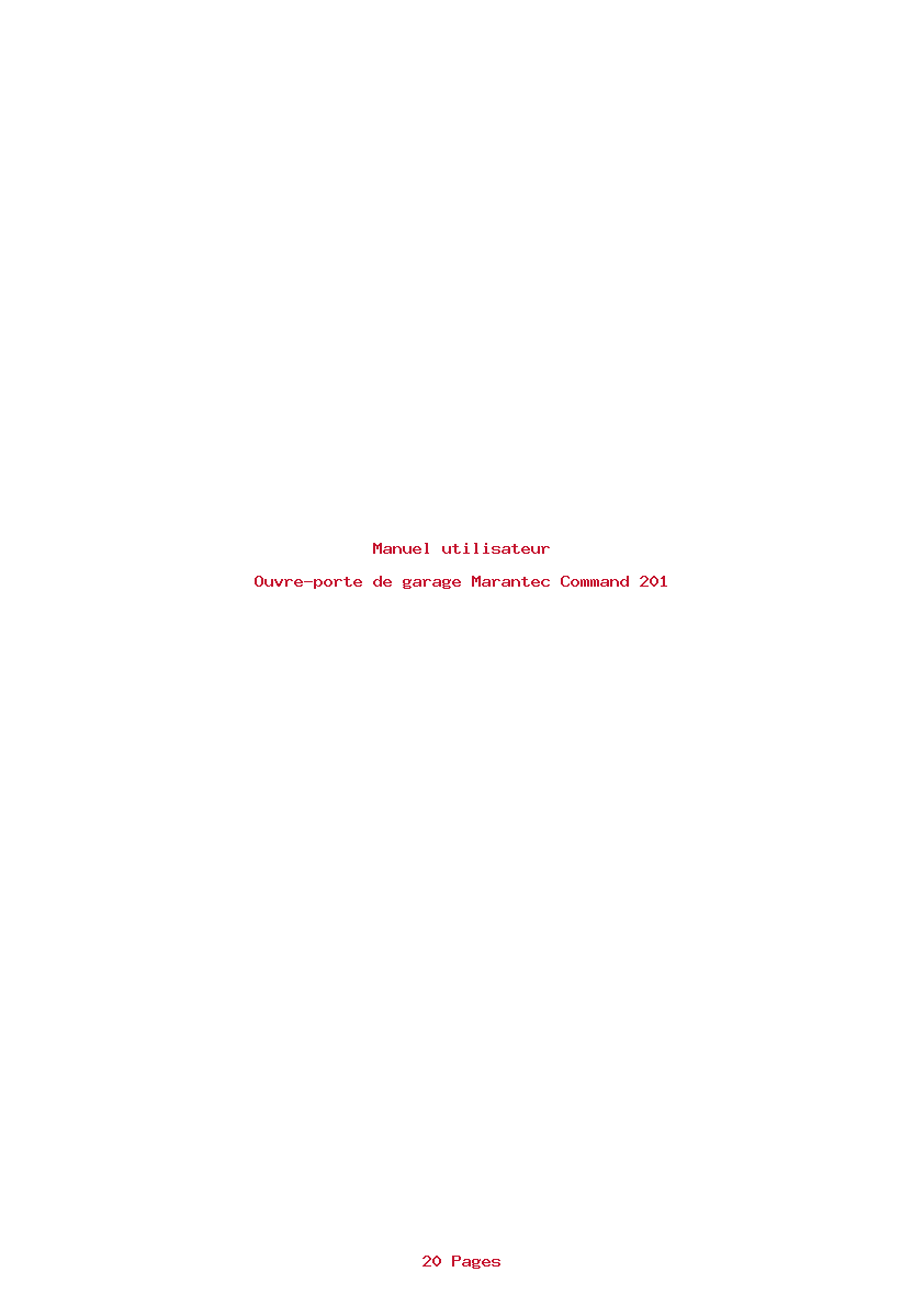 Page 1 de la notice Manuel utilisateur Marantec Command 201
