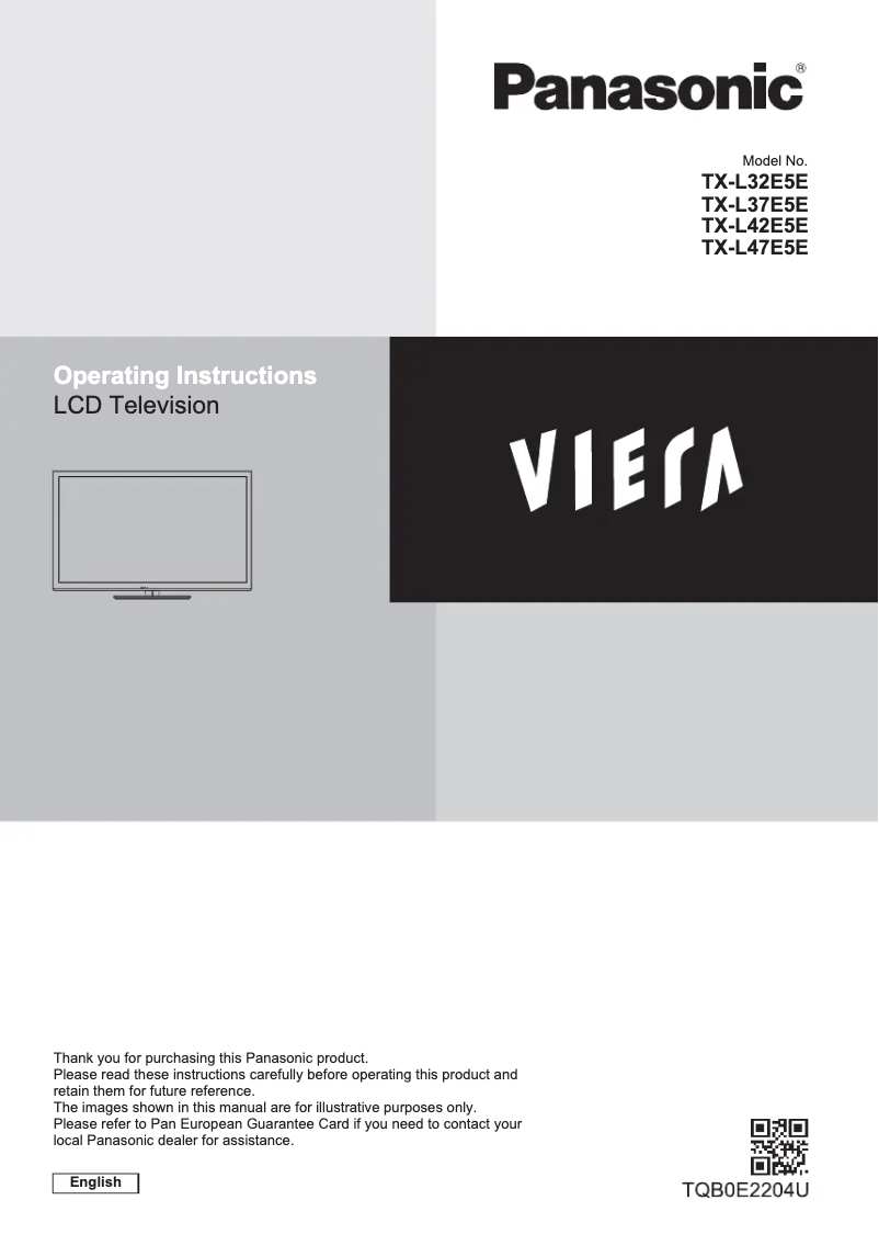 Page 1 de la notice Manuel utilisateur Panasonic TX-L32E5E