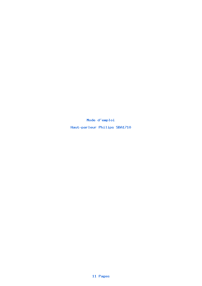 Page 1 de la notice Mode d'emploi Philips SBA1710
