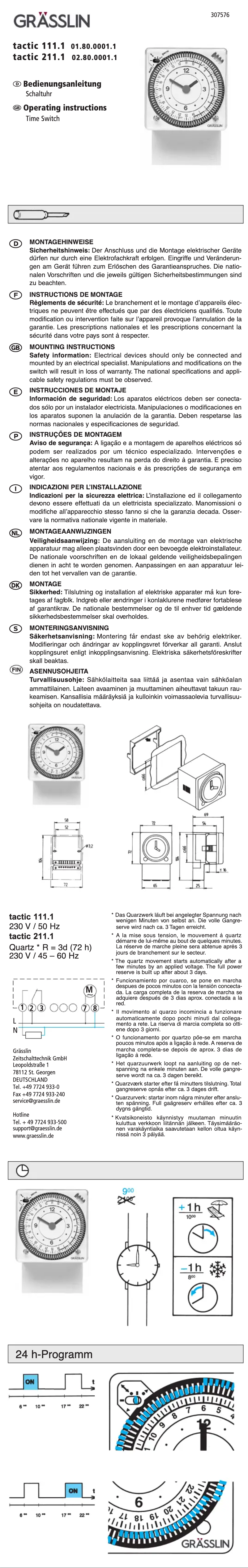 Page 1 de la notice Manuel utilisateur Grässlin Tactic 211.1