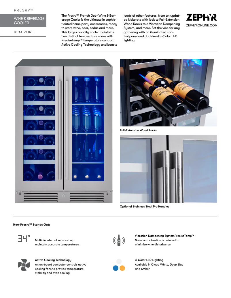 Page 1 de la notice Fiche technique Zephyr Presrv PRWB24C32CG