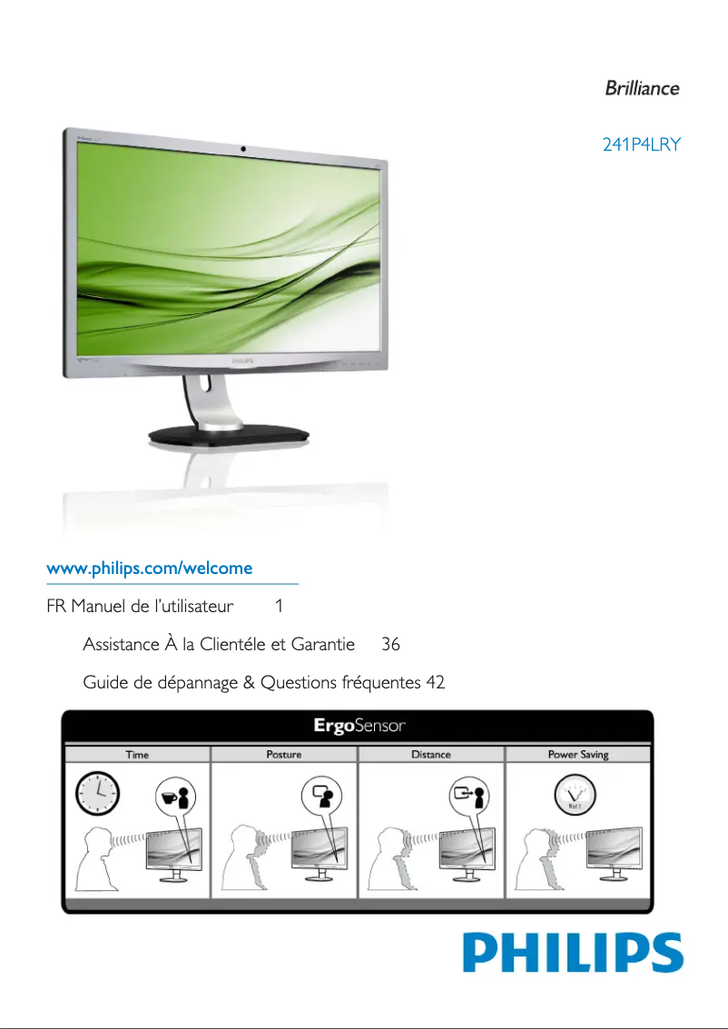 Image de la première page du manuel de l'appareil Brilliance 241P4LRYEB