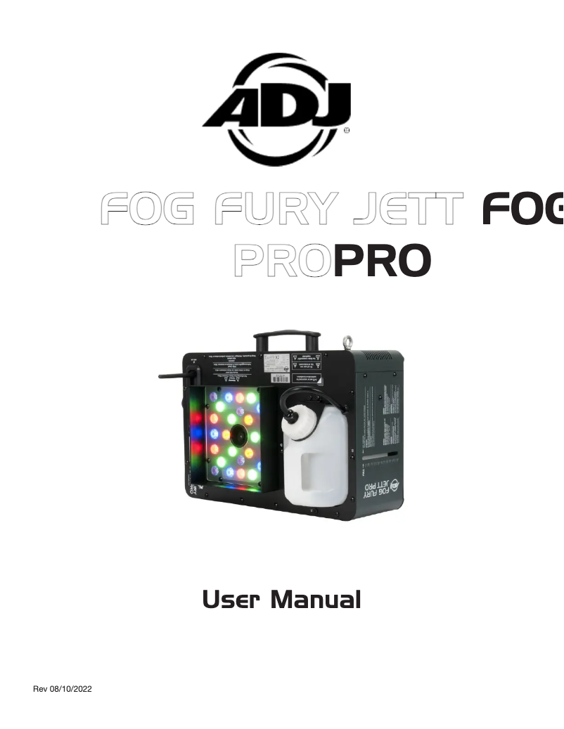 Page 1 de la notice Manuel utilisateur Adj Fog Fury Jett Pro