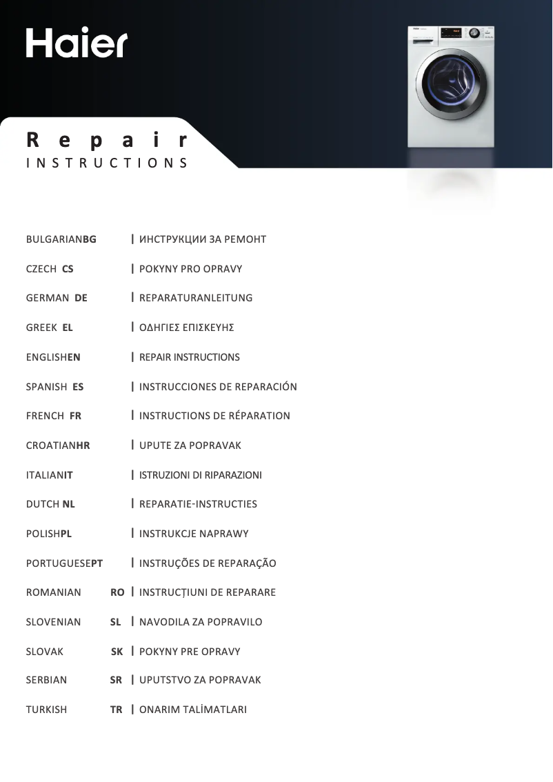 Page 1 of the manual User Manual Haier CIN Series HW80-B14CIN