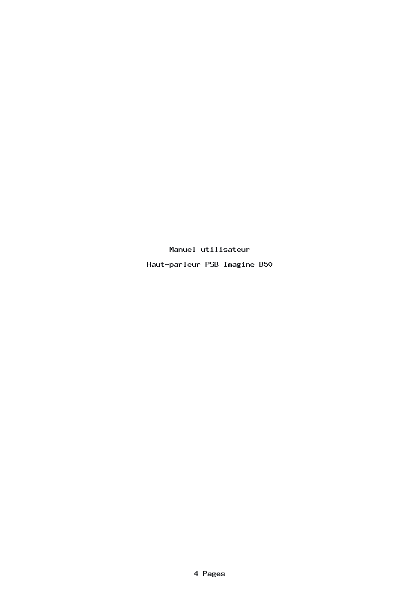 Page 1 de la notice Manuel utilisateur PSB Imagine B50