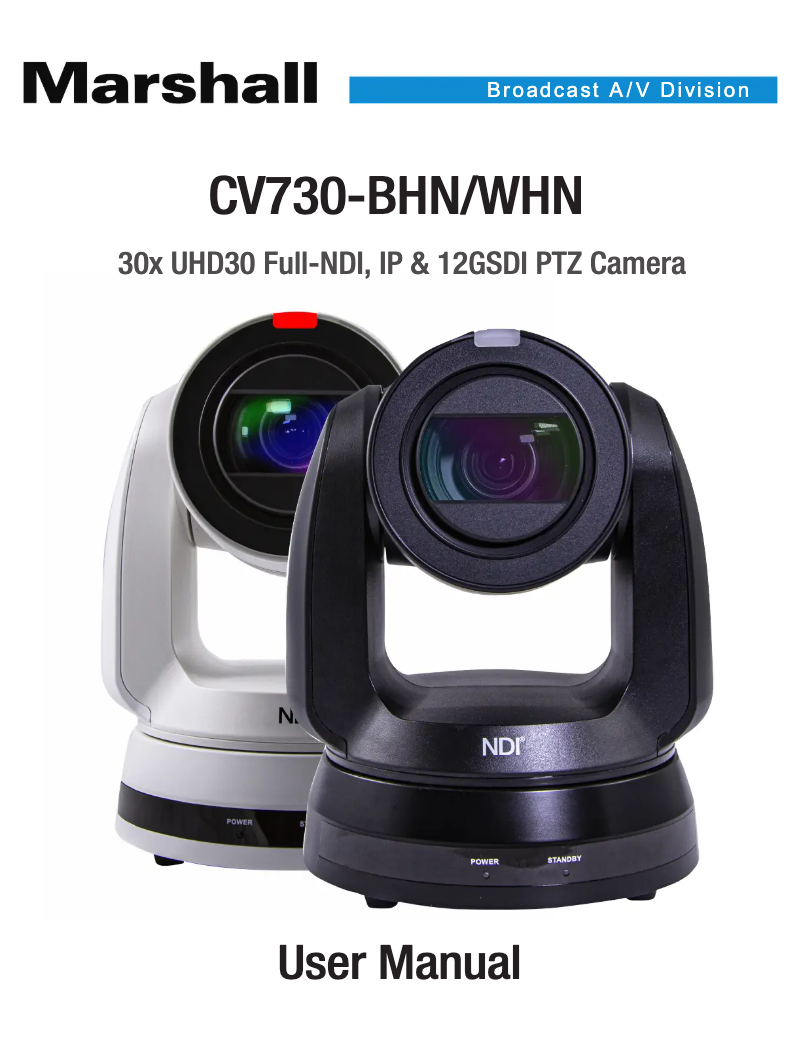 Page 1 of the manual User Manual Marshall Electronics CV730-BHN