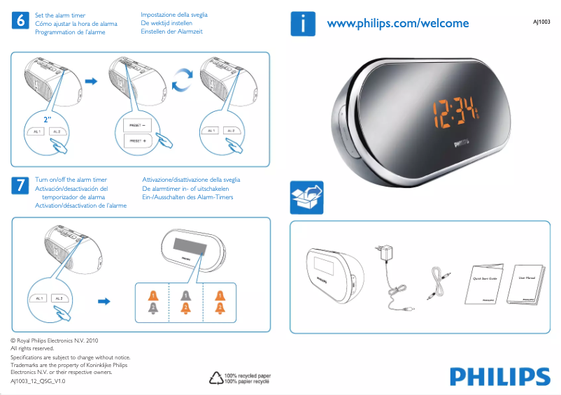 Página 1 del manual Guía de inicio rápido Philips AJ1003