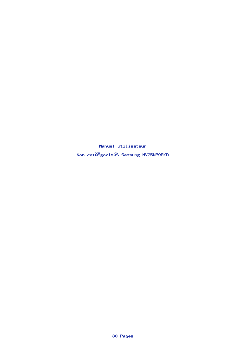 Page 1 de la notice Manuel utilisateur Samsung NV25NP0FKD