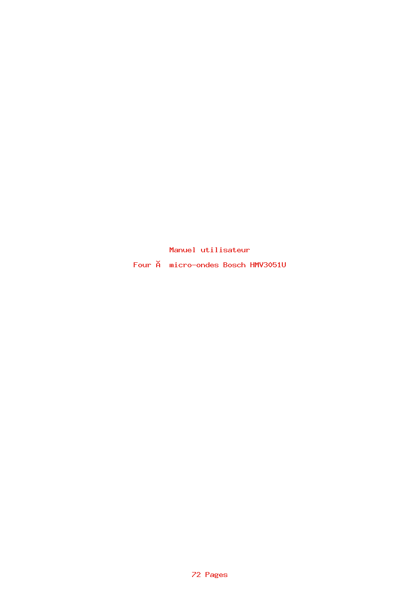 Page 1 de la notice Manuel utilisateur Bosch HMV3051U