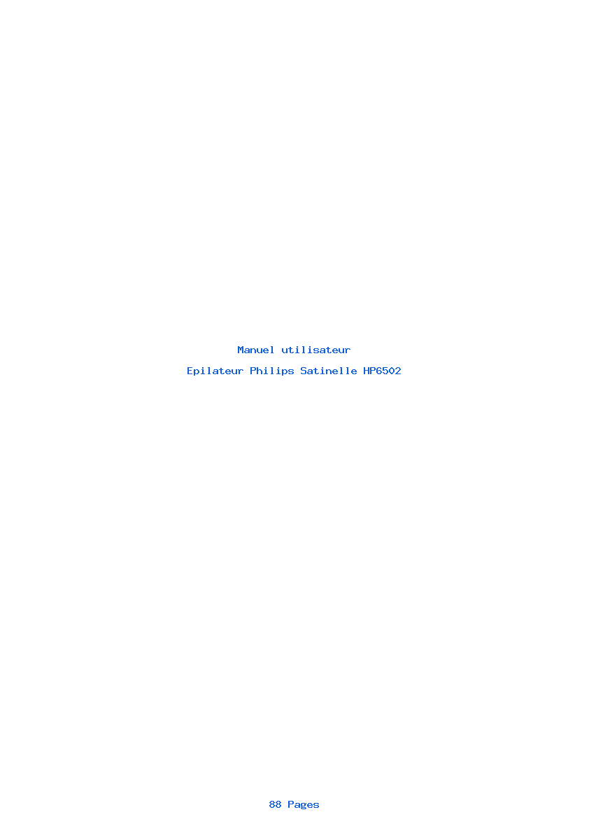 Page 1 de la notice Manuel utilisateur Philips Satinelle HP6502