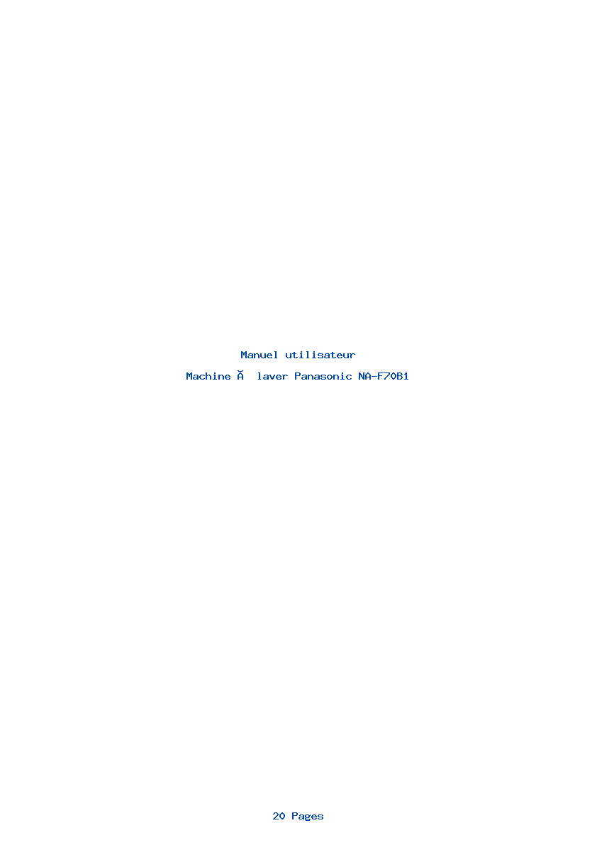 Page 1 de la notice Manuel utilisateur Panasonic NA-F70B1