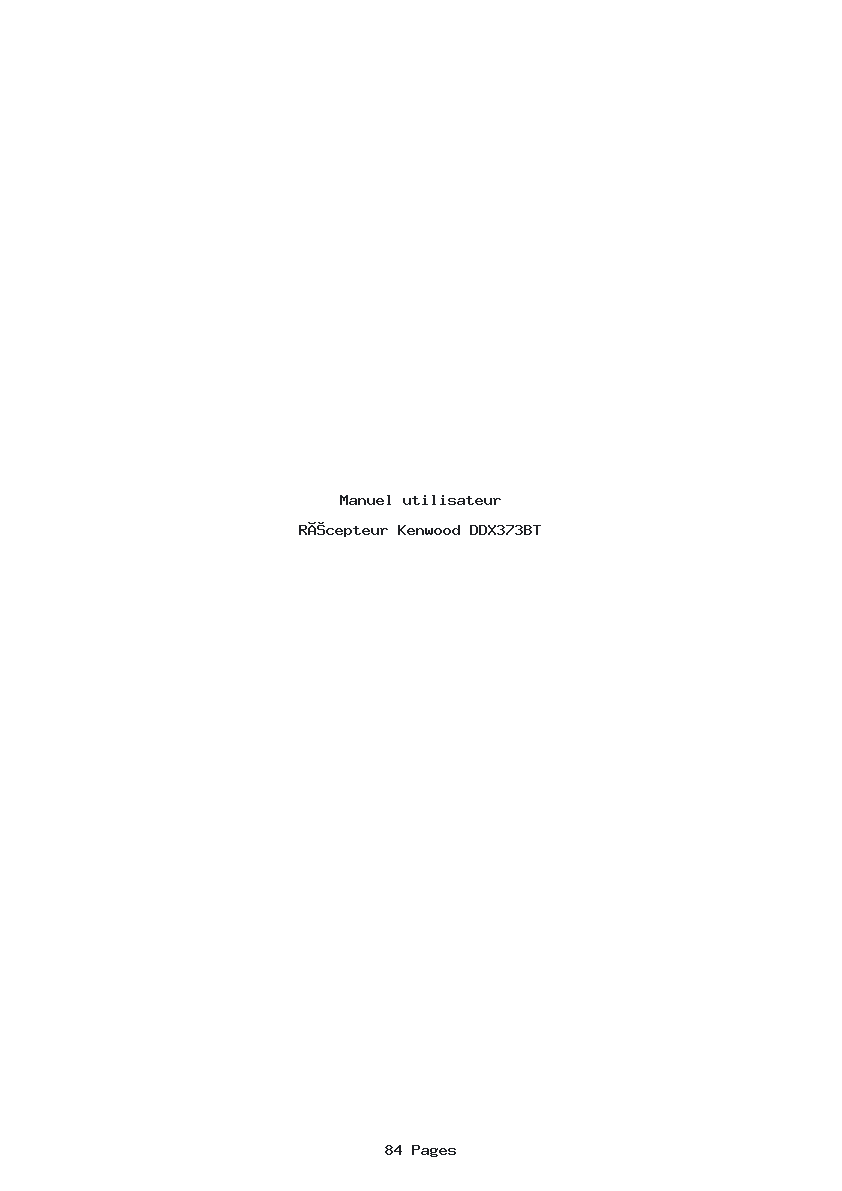 Page 1 de la notice Manuel utilisateur Kenwood DDX373BT