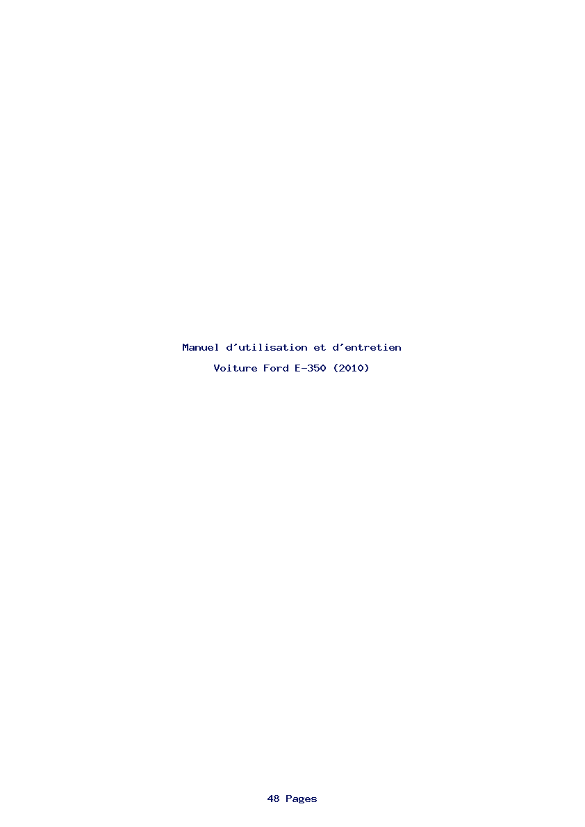 Page 1 de la notice Manuel d'utilisation et d'entretien Ford E-350 (2010)