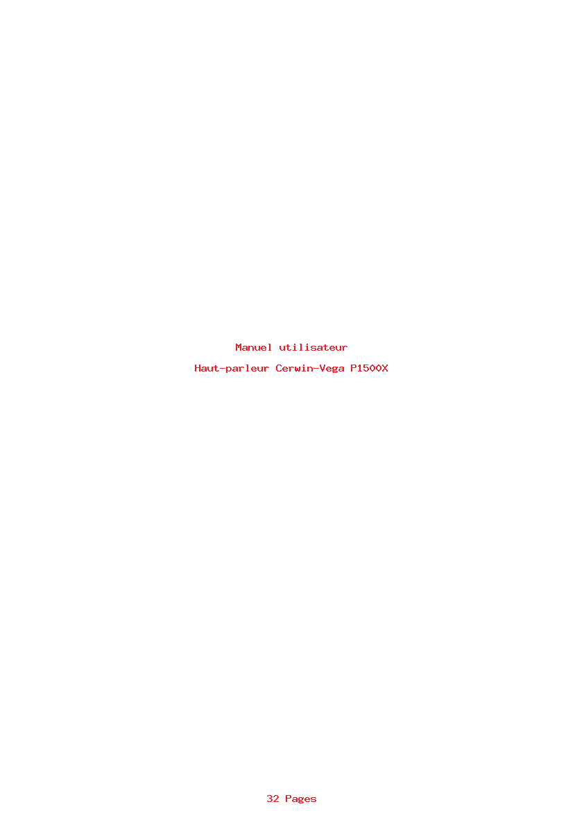 Page 1 de la notice Manuel utilisateur Cerwin-Vega P1500X