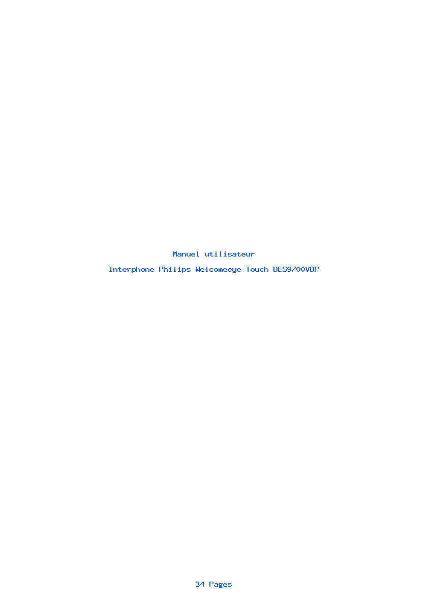 Page 1 de la notice Manuel utilisateur Philips Welcomeeye Touch DES9700VDP