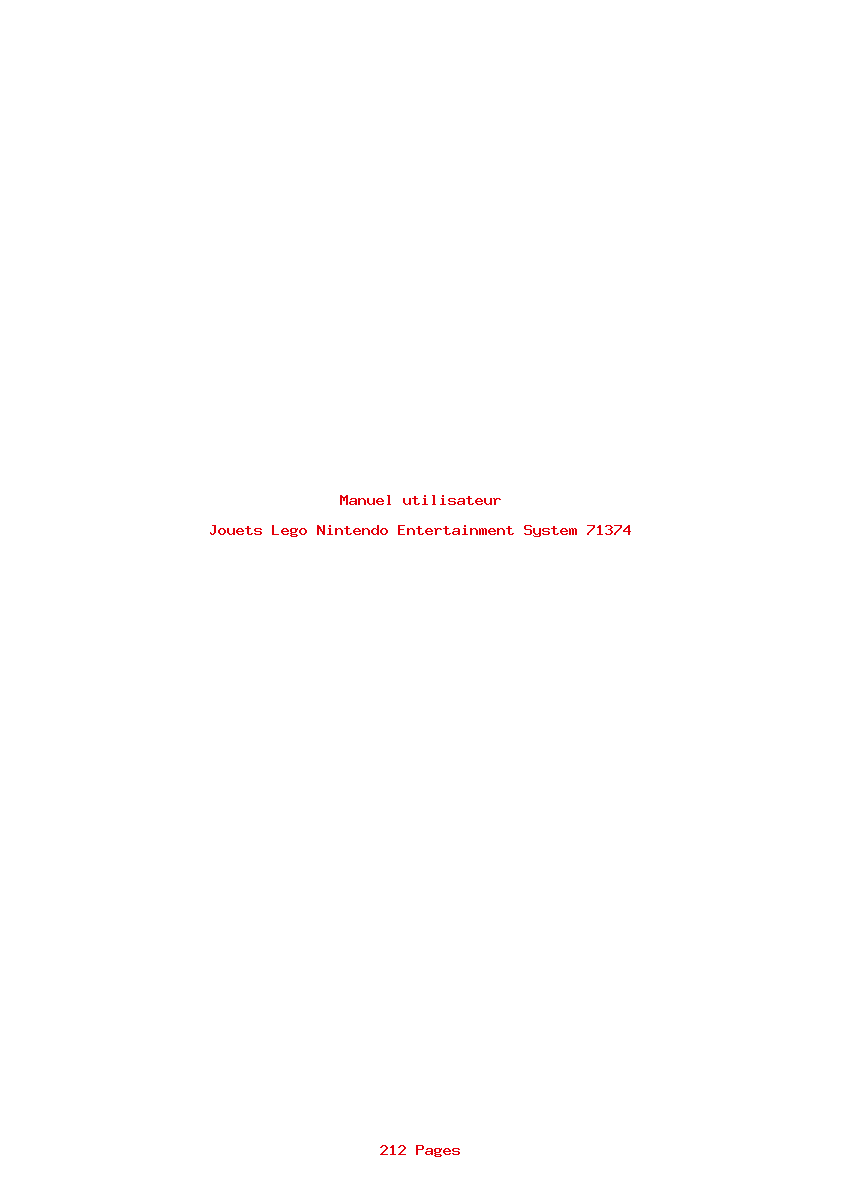 Page 1 de la notice Manuel utilisateur Lego Nintendo Entertainment System 71374