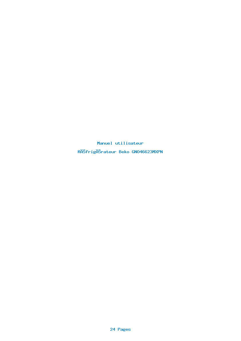 Page 1 de la notice Manuel utilisateur Beko GNO46623MXPN