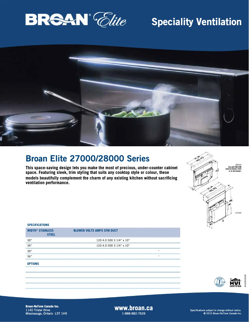 Page 1 de la notice Brochure Broan 273603