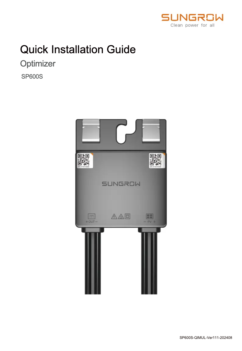Página 1 del manual Manual de usuario Sungrow SP600S