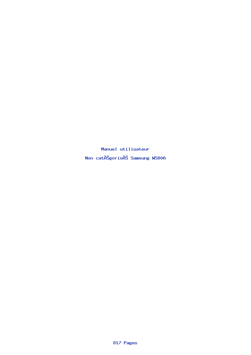 Page 1 de la notice Manuel utilisateur Samsung WS80A