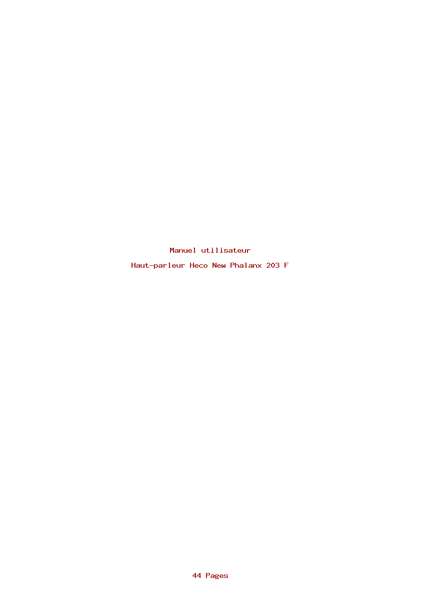 Page 1 de la notice Manuel utilisateur Heco New Phalanx 203 F