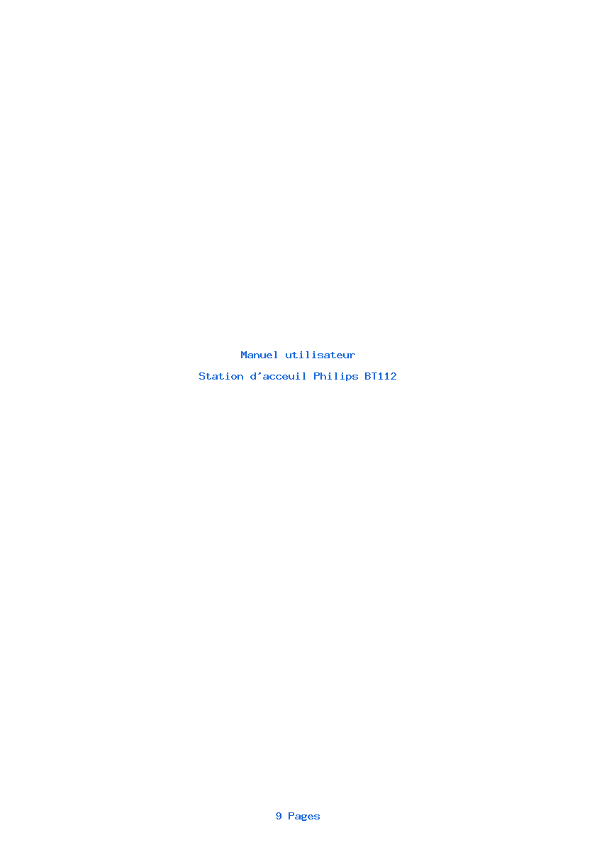Page 1 de la notice Manuel utilisateur Philips BT112
