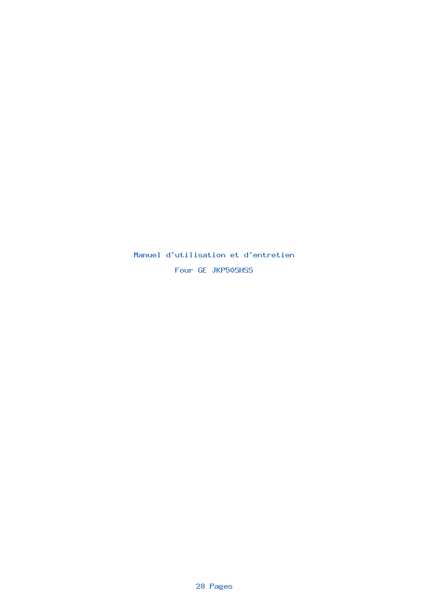Page 1 de la notice Manuel d'utilisation et d'entretien GE JKP50SHSS