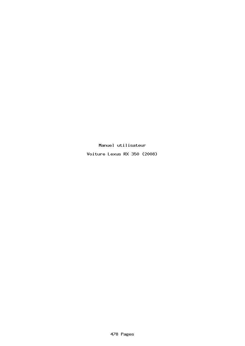 Page 1 de la notice Manuel utilisateur Lexus RX 350 (2008)