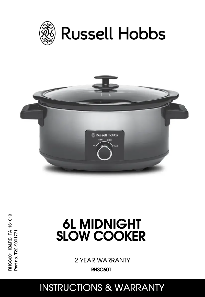 Page 1 de la notice Manuel utilisateur Russell Hobbs Midnight RHSC601
