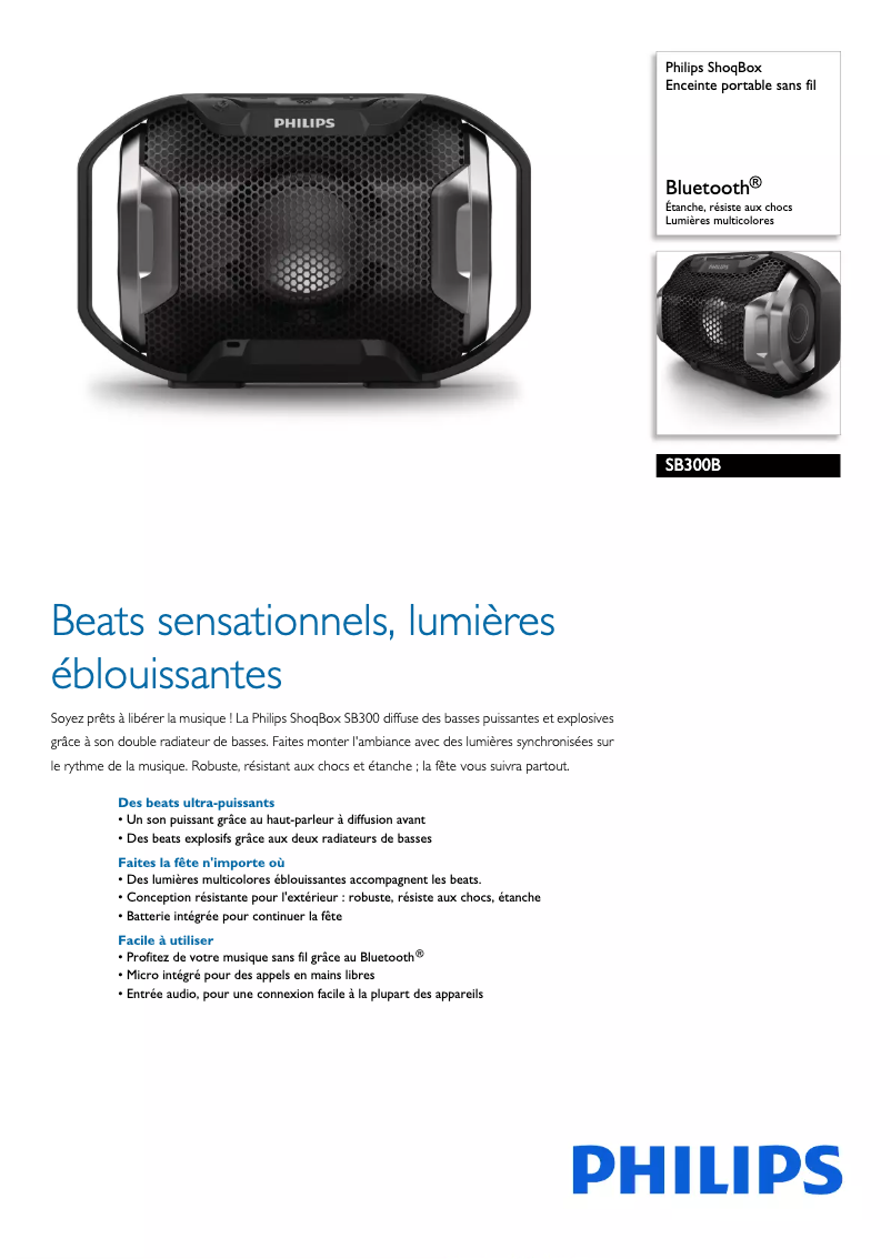 Page 1 of the manual Technical Sheet Philips ShoqBox SB300