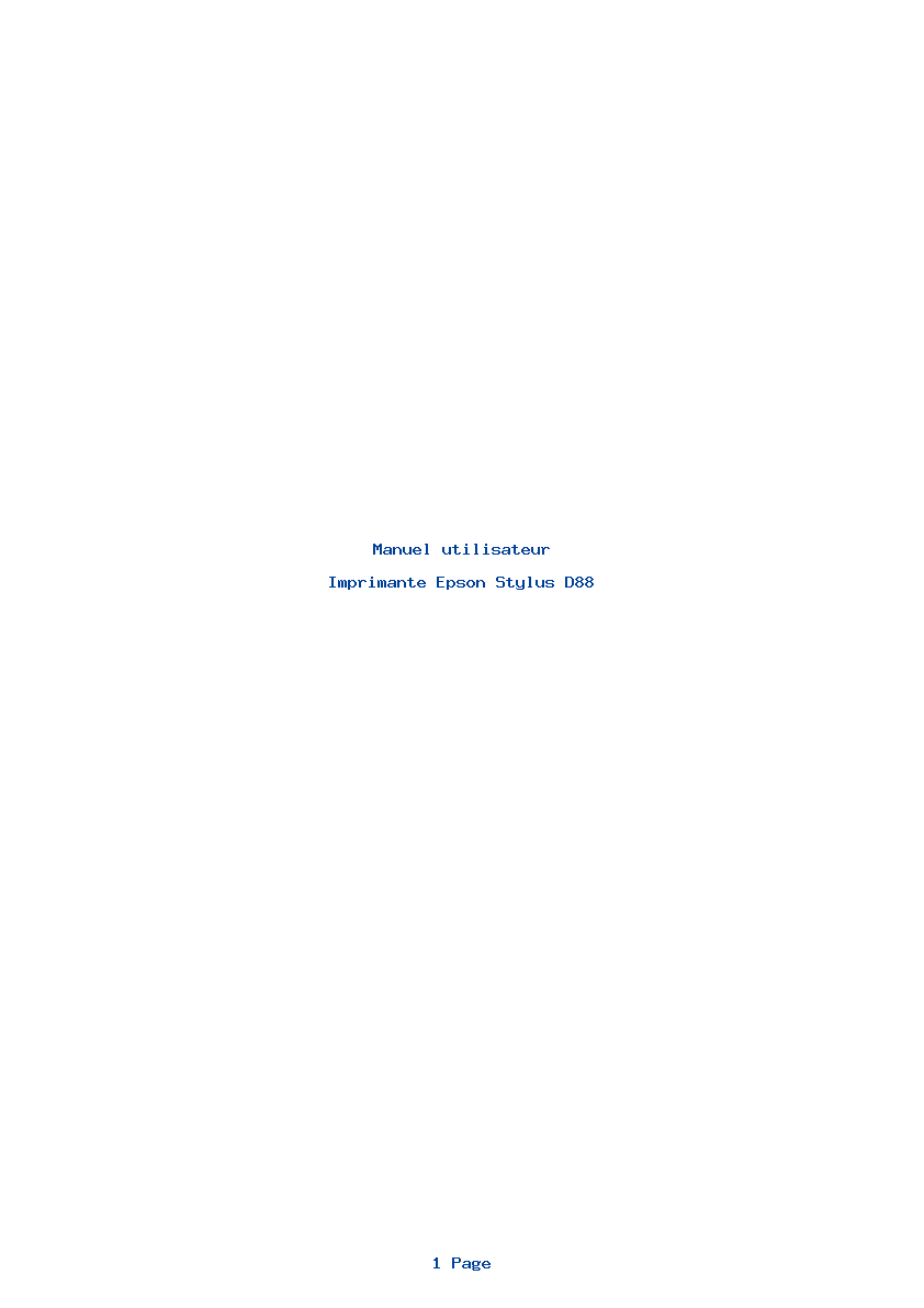 Page 1 de la notice Manuel utilisateur Epson Stylus D88