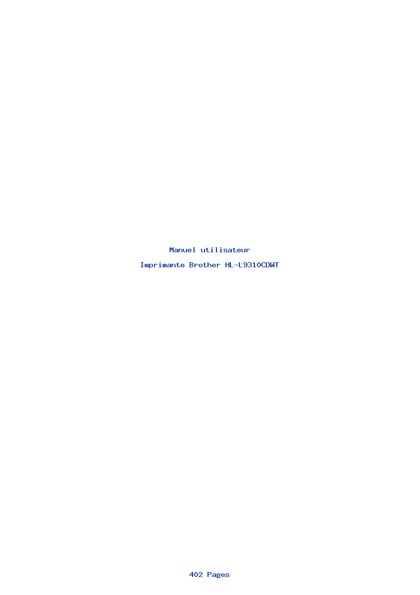 Page 1 de la notice Manuel utilisateur Brother HL-L9310CDWT