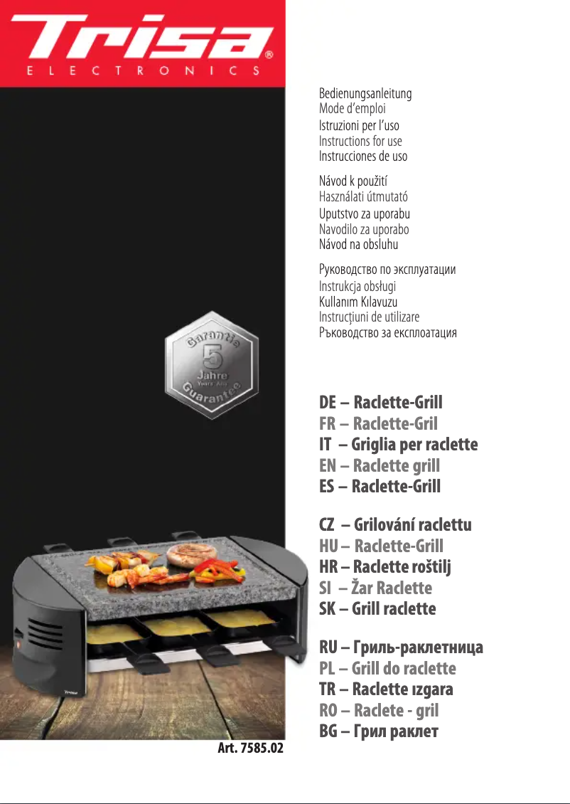 Page 1 de la notice Manuel utilisateur Trisa Raclettino 6