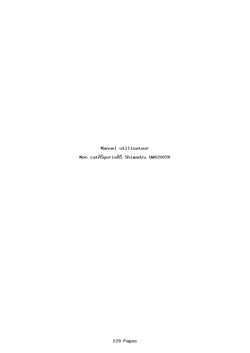 Page 1 de la notice Manuel utilisateur Shimadzu UW8200SV