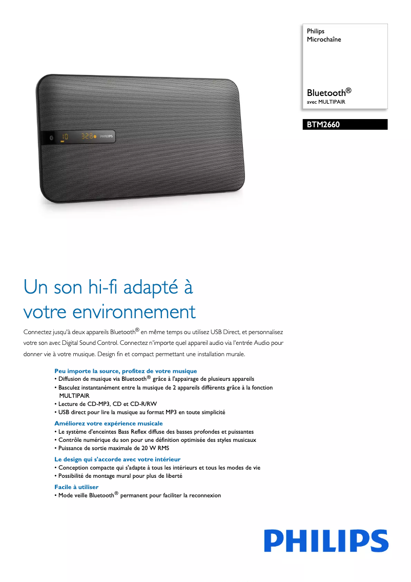 Page 1 of the manual Technical Sheet Philips BTM2660
