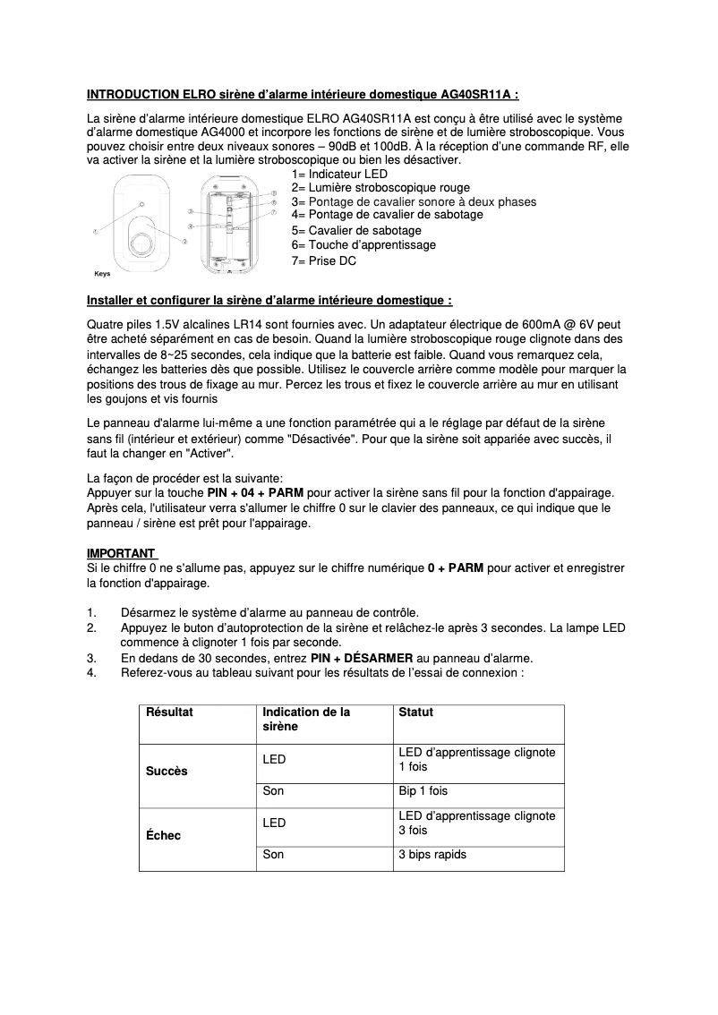 Page 1 of the manual User Manual Elro AG40SR11A