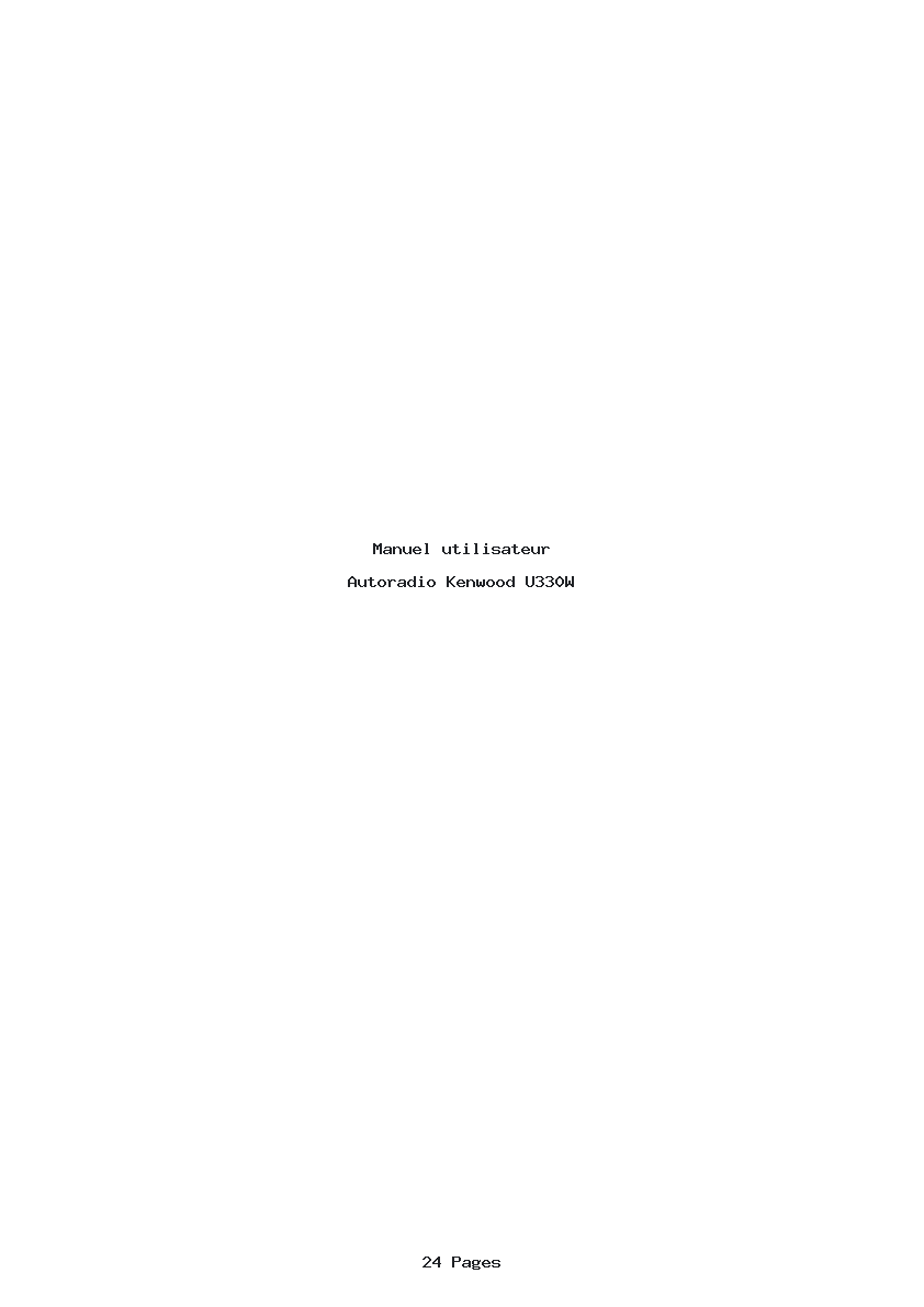Page 1 de la notice Manuel utilisateur Kenwood U330W