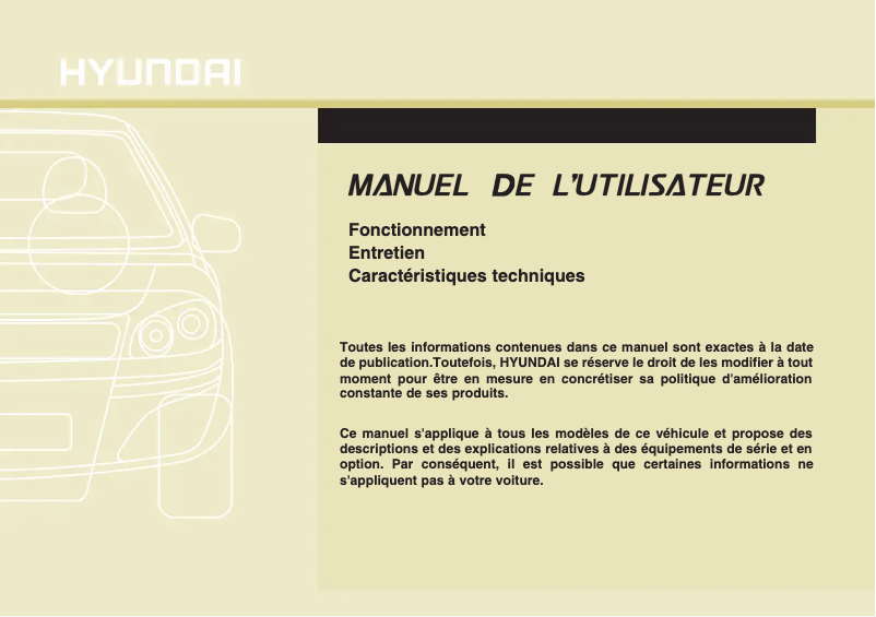 Page 1 de la notice Manuel utilisateur Hyundai ix35 (2016)