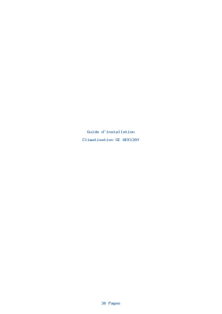 Page 1 de la notice Guide d'installation GE AEK12AY