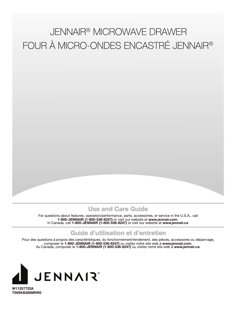 Page 1 de la notice Manuel d'utilisation et d'entretien JennAir JMDFS24JL