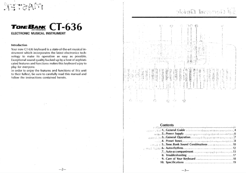 Page 1 de la notice Manuel utilisateur Casio ToneBank CT-636