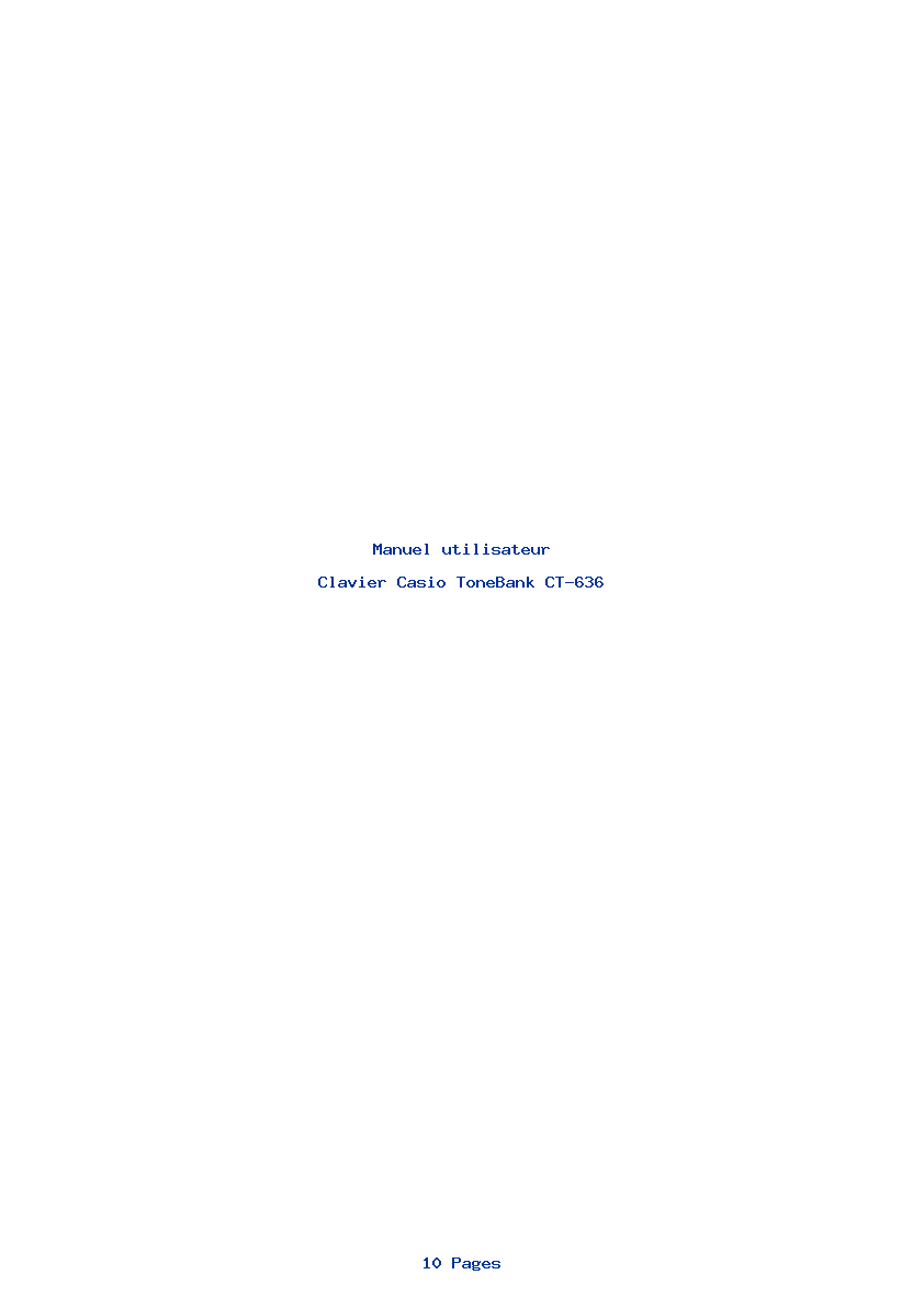 Page 1 de la notice Manuel utilisateur Casio ToneBank CT-636