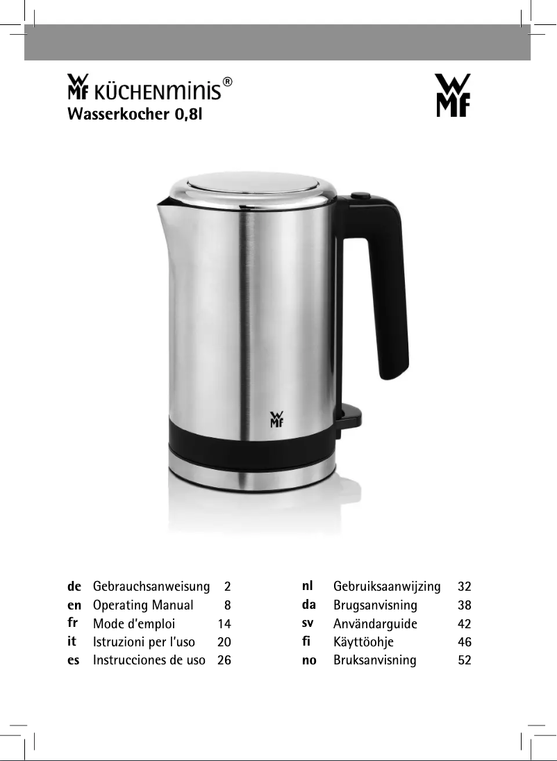 Page 1 de la notice Manuel utilisateur WMF KITCHENmini Wasserkocher 0,8l
