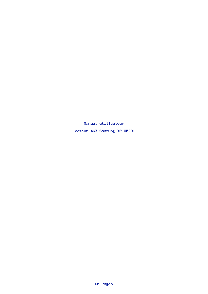 Page 1 de la notice Manuel utilisateur Samsung YP-U5JQL