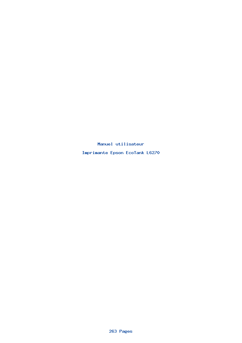 Page 1 de la notice Manuel utilisateur Epson EcoTank L6270
